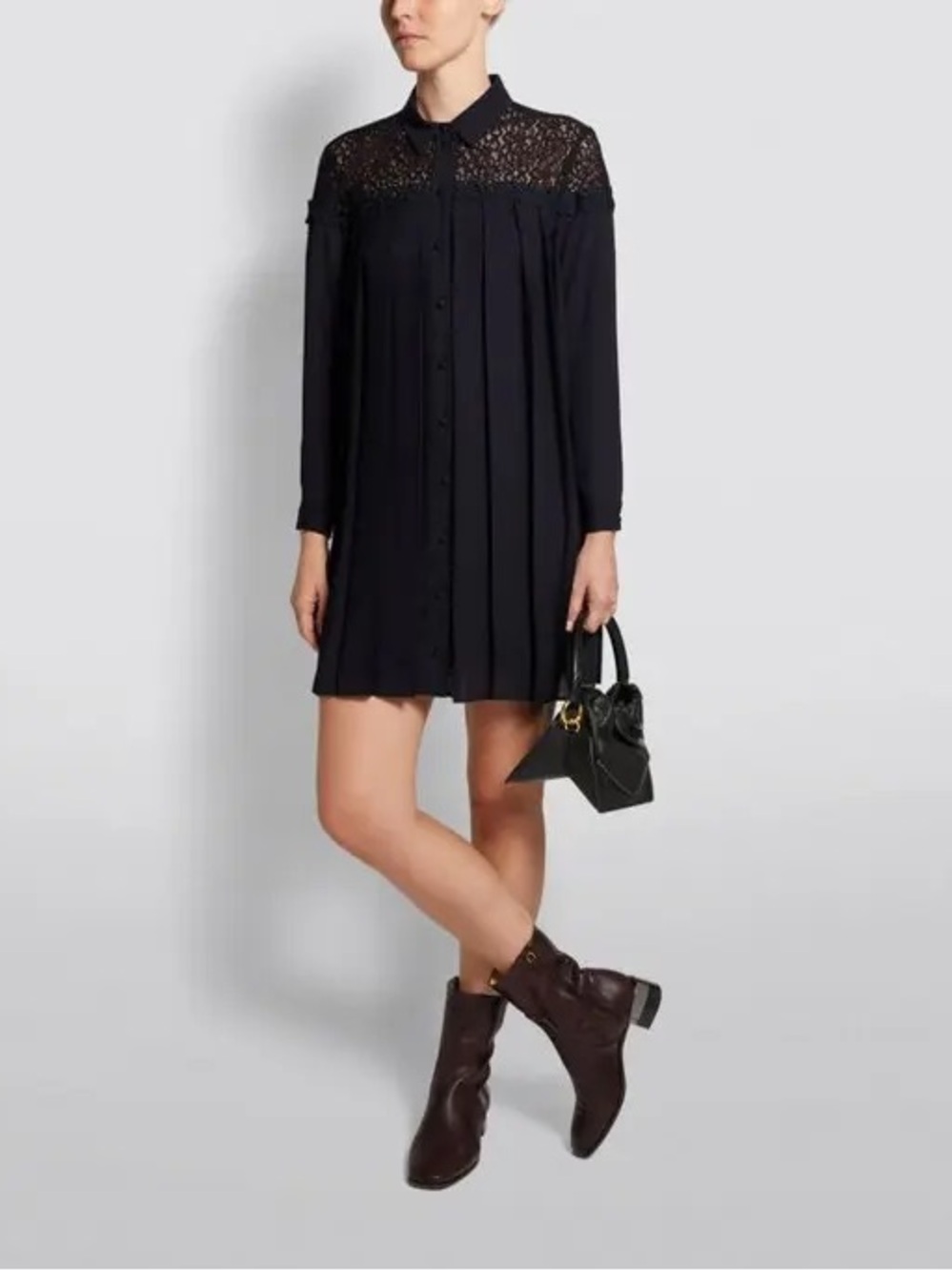CLAUDIE PIERLOT ‘Black Shirt Pleated Dress’